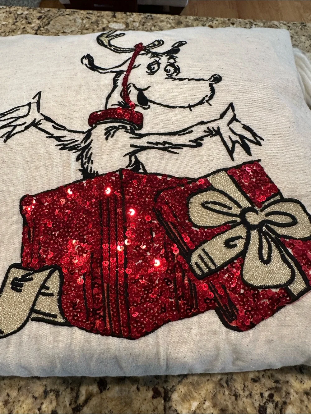 POTTERY BARN TEEN GRINCH MAX SEQUIN PILLOW COVER